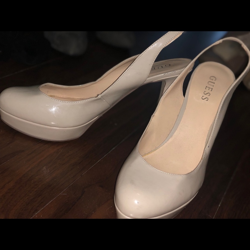 Guess Round Beige Sling Back Heels